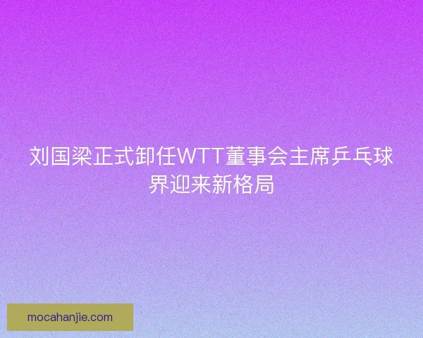 刘国梁正式卸任WTT董事会主席乒乓球界迎来新格局
