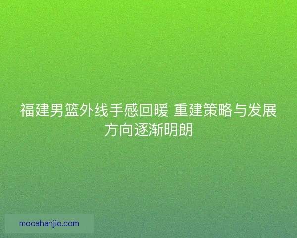 福建男篮外线手感回暖 重建策略与发展方向逐渐明朗